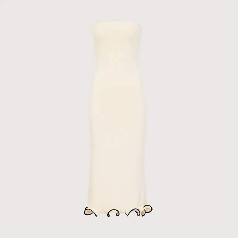 Mini Dress For Women Fungus Contrast Color Slim Sweater Dress.