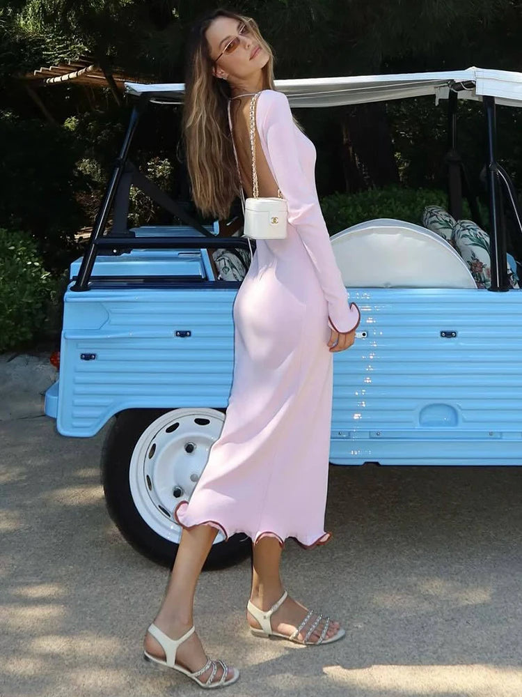 Mini Dress For Women Fungus Contrast Color Slim Sweater Dress.