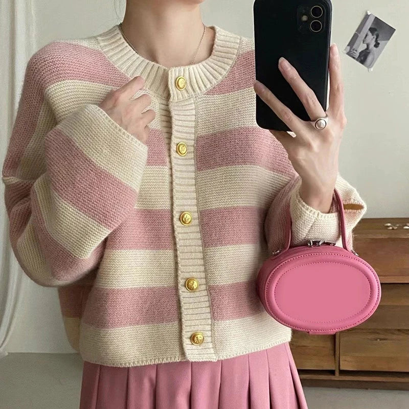 Striped Knitted Cardigans Women