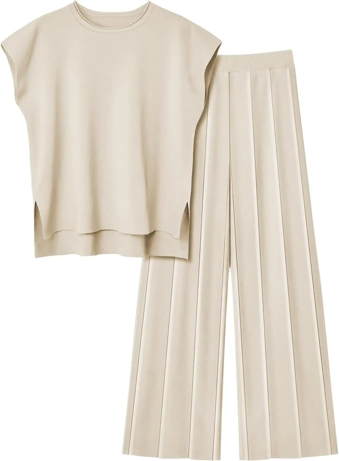 Tank Top Knit Vest Wide-leg Pants Ice Silk Suit. Casual Outfit