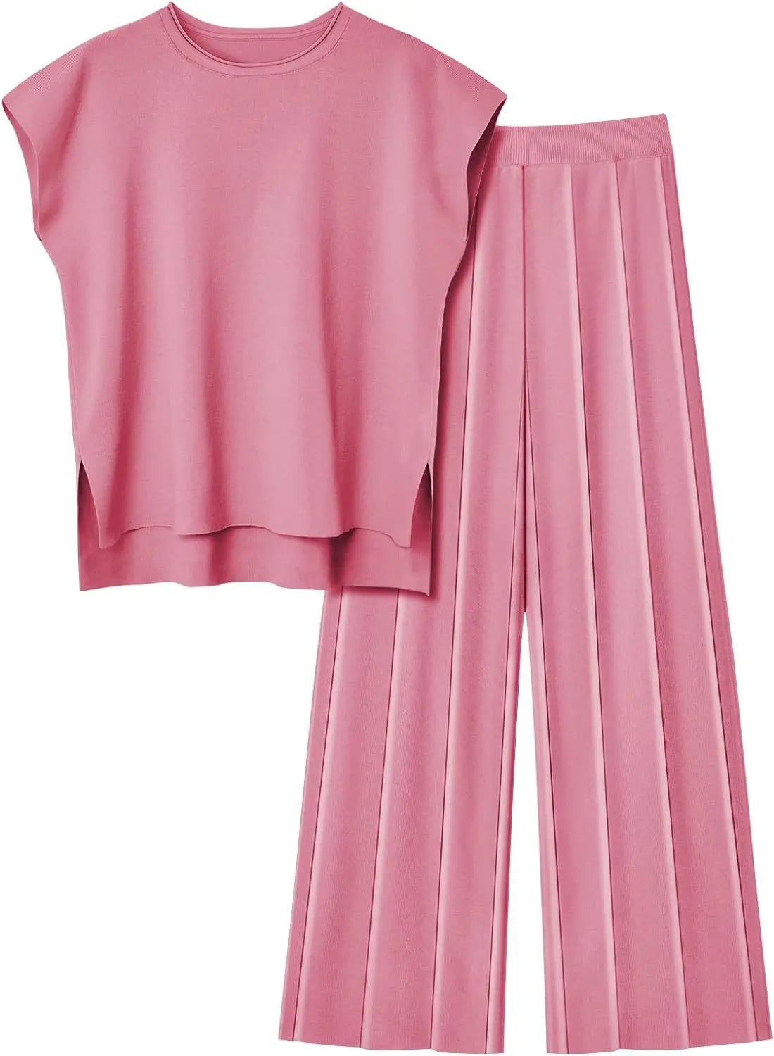 Tank Top Knit Vest Wide-leg Pants Ice Silk Suit. Casual Outfit