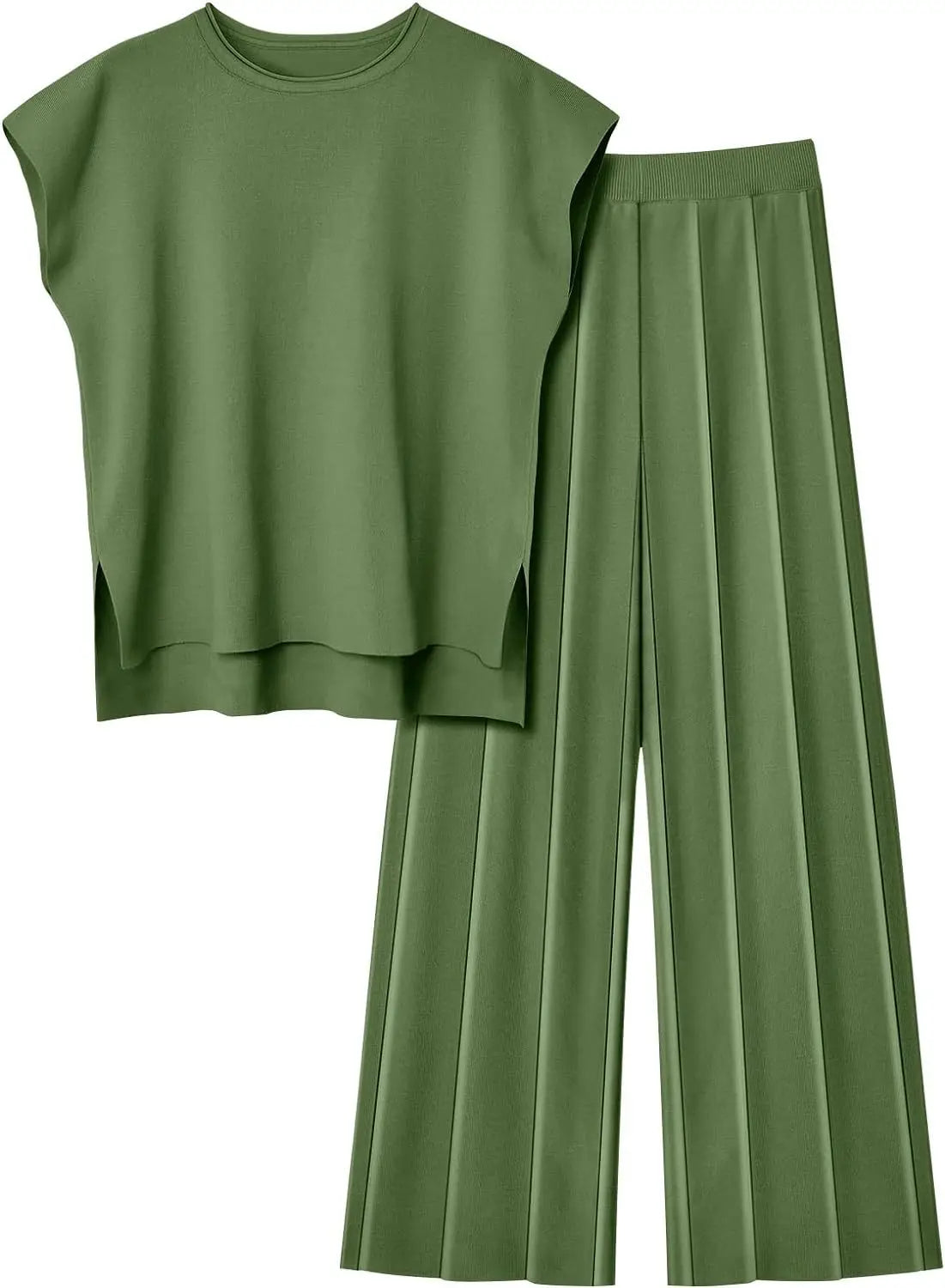 Tank Top Knit Vest Wide-leg Pants Ice Silk Suit. Casual Outfit