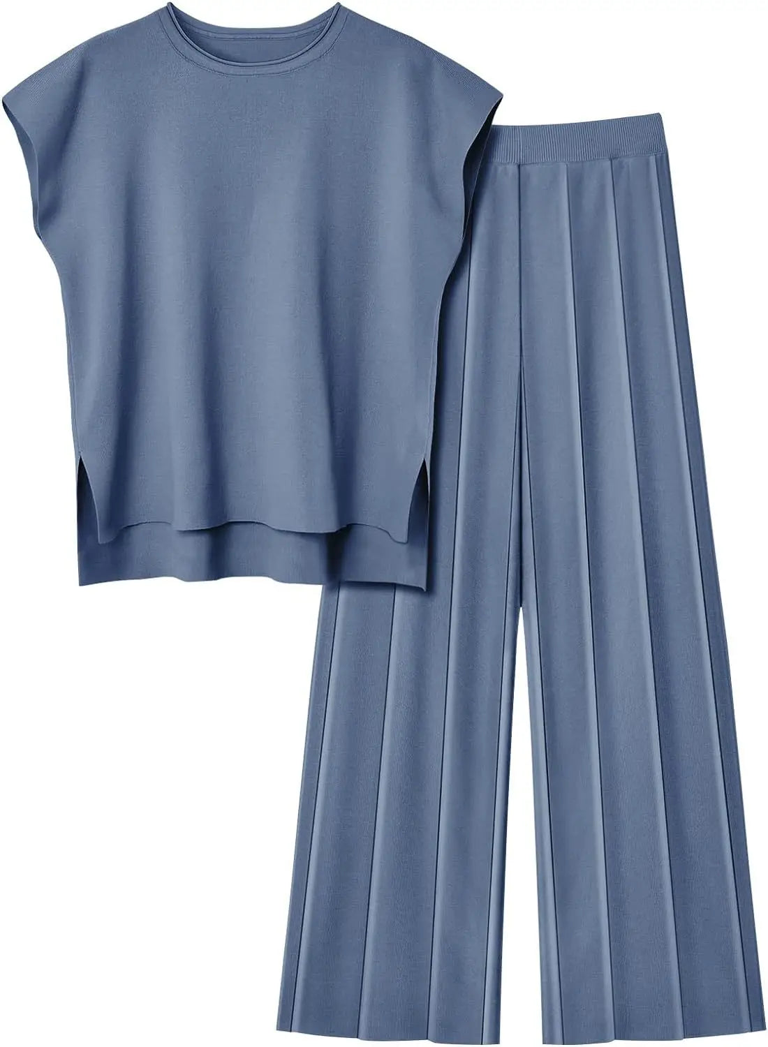 Tank Top Knit Vest Wide-leg Pants Ice Silk Suit. Casual Outfit