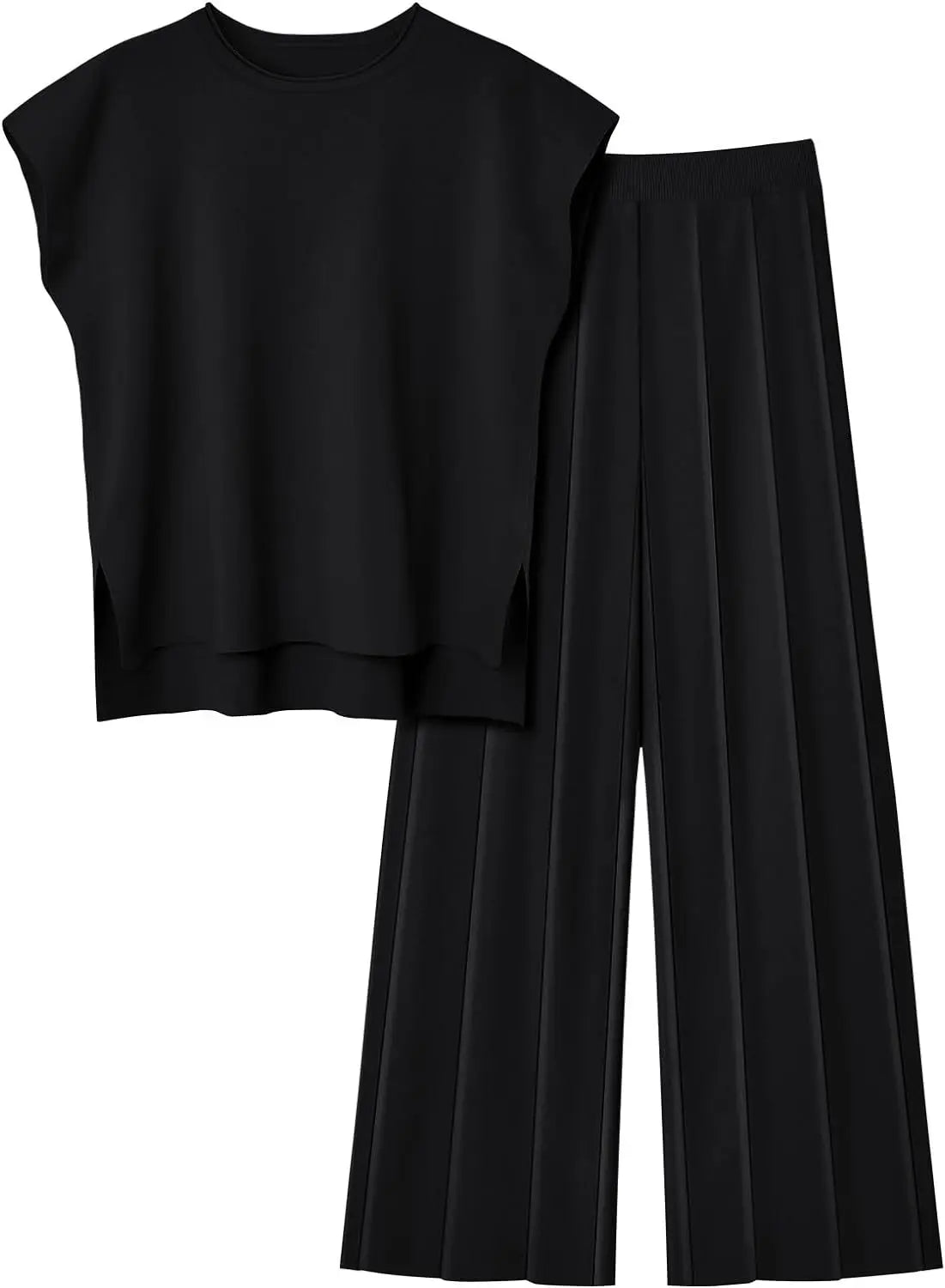 Tank Top Knit Vest Wide-leg Pants Ice Silk Suit. Casual Outfit